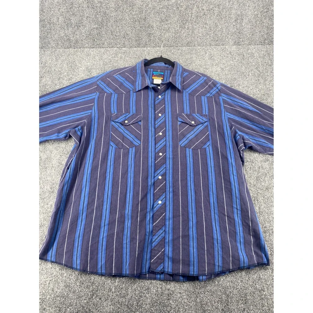Black Canyon Western Button Down Shirt Mens 2X Blue Purple Striped Long Sleeve